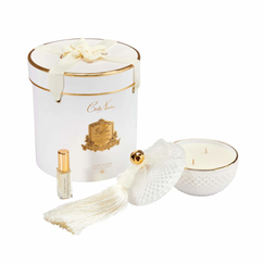 Cote Noire Art Deco Candle White & Gold - Jasmine Flower Tea (300g)-Beauty Affairs1