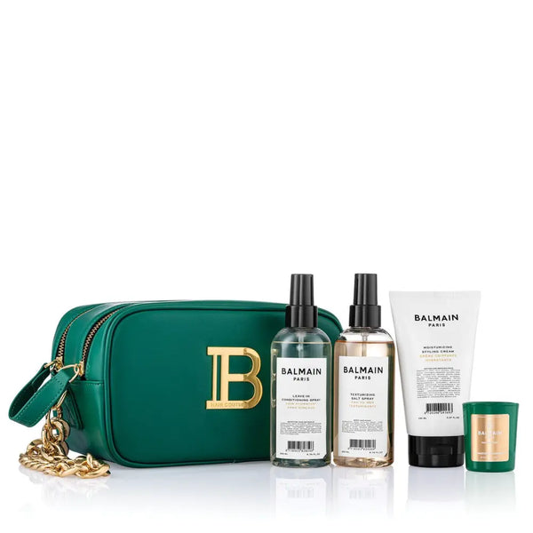 Balmain Limited Edition Signature Pouch Green FW22 - Beauty Affairs1